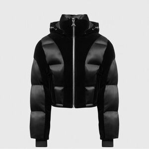 NWOT Maniere De Voir Satin & Velvet Puffer Jacket Coat
